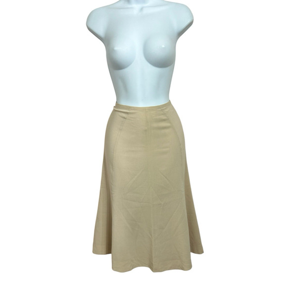 TSE Beige A-Line Silk Midi Skirt Sz 14 Lined Back Zipper Versatile Neutral - Picture 6 of 6